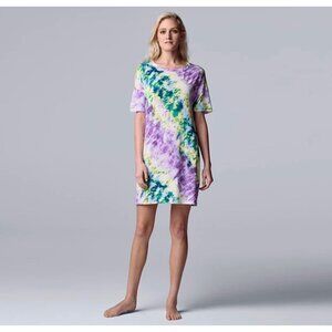 Simple Vera Women Short Sleeve Tie Dye T-Shirt Dress Size M